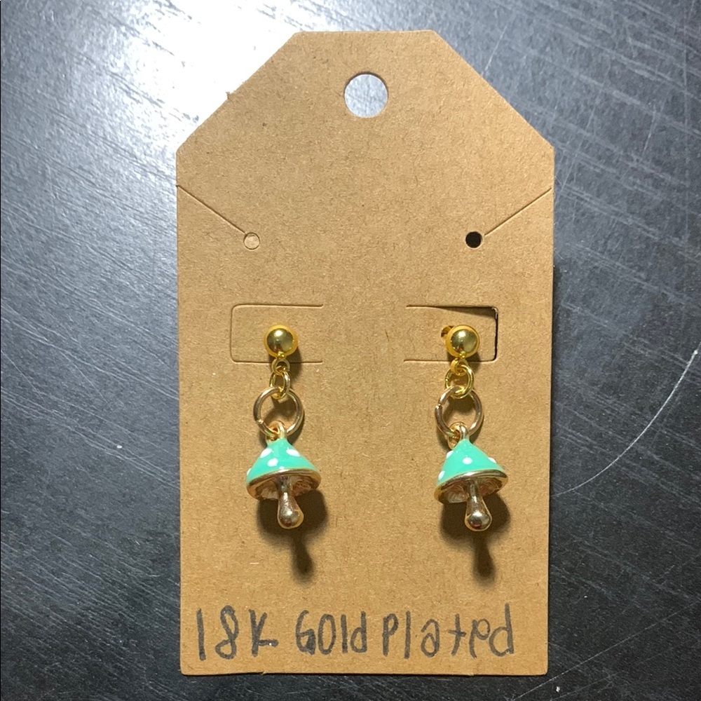 Gold Plated Mushroom Earrings